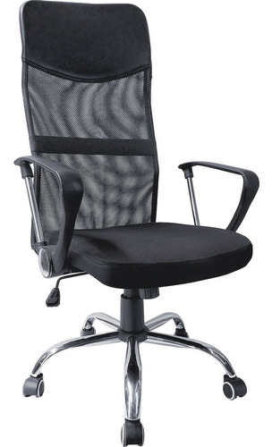 Silla de escritorio Rack & Pack Mkz-sillaofi ergonómica negra con tapizado de cuero sintético y mesh