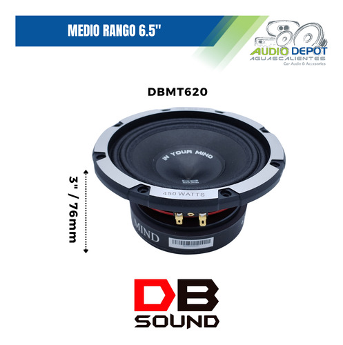 Medio Rango 6.5 PuLG 450w Max Db Sound Master Dbmt620 1pz