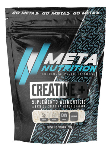 Creatina Monohidratada 500g Meta Nutrition 100 Servicios Sin Sabor