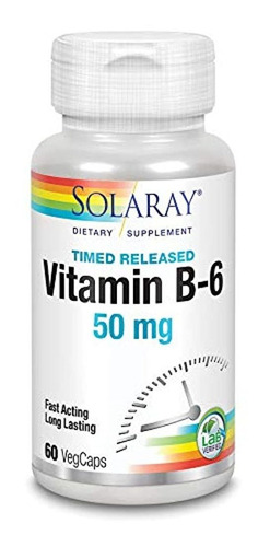 Solaray B-6 tstr Suplemento, 50 mg, 60 count