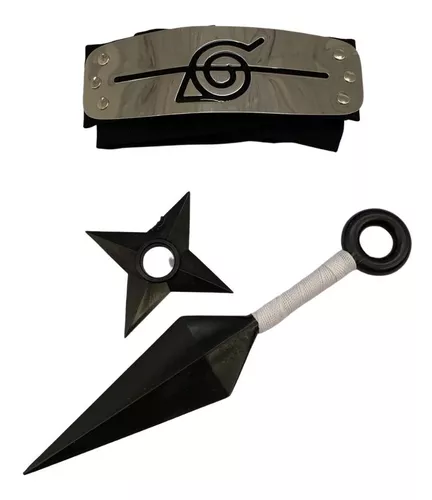 Kit Bandana Naruto aldeia da folha Renegado, Kunai, Shuriken e