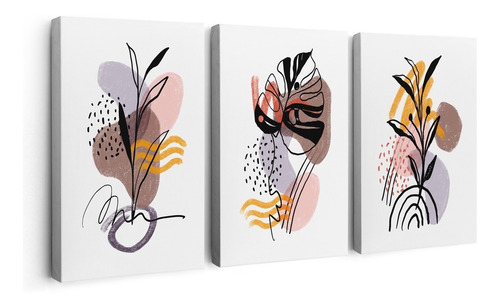 Set De 3 Cuadros Canvas Aesthetic, Modernos, Colores.