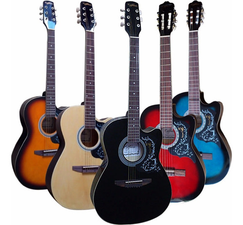 Guitarras Acusticas Negro Rojo Azul, Niños Adultos