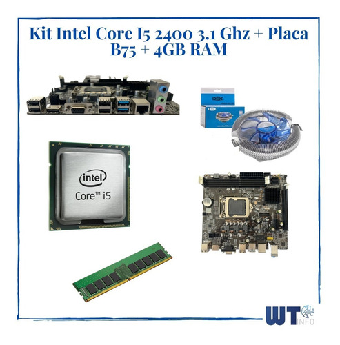 Kit Intel Core I5 2400 3.1 Ghz + Placa H61 + 4gb Ram Promoç