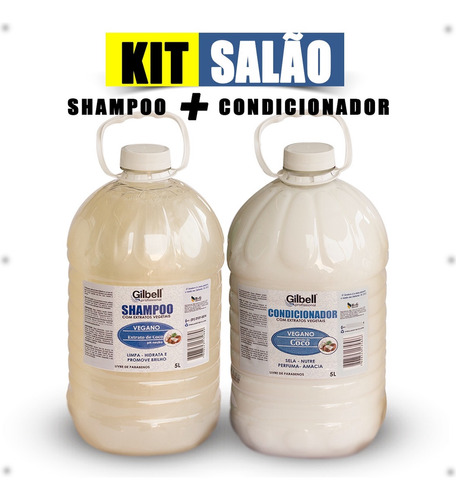  Kit Shampoo + Condicionador 5 Litros Coco Perolado Salão