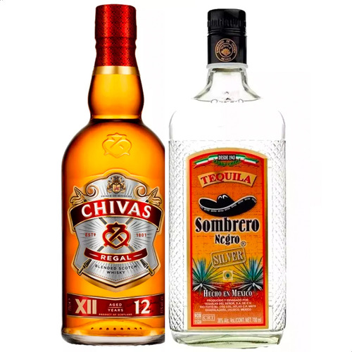 Whisky Chivas Regal 12 Años + Tequila Sombrero Negro Silver