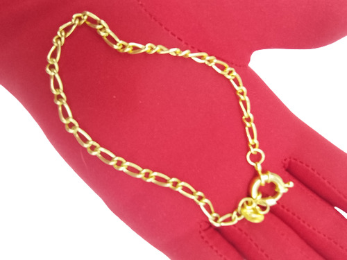 Pulsera Fígaro C619  Enchapada En Oro 18k Calidad Premium