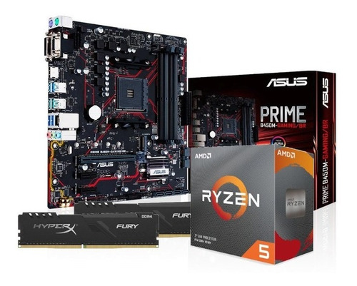 Kit Processador Amd Ryzen 5 3600 Asus B450m-g 2x8gb Hx Fury
