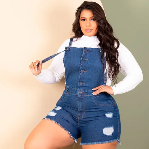 Jardineira jeans cheap para gorda