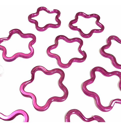 10x Argolla Aro Espiral Forma Flor Rosa Para Hacer Llaveros