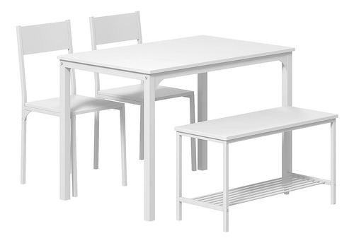 Juego De Mesa Y Sillas Para 4 Personas Color Blanco Compacto