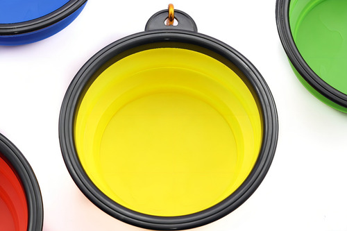 Plato Comedero Bebedero Plegable Portatil Perro O Gato 350ml Color Amarillo