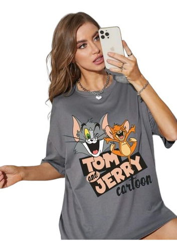 Polo Tom Y Jerry Dibujitos Animados Clasicos Oversize Unisex