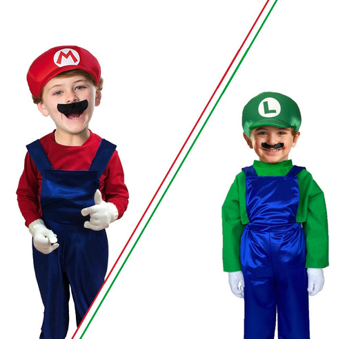 Disfraz Mario Bross Niño Luigi Superheroe Hot Toys Halloween