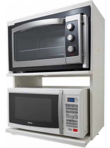 Nicho Suporte De Parede Para Microondas E Forno Mdf Madeira Cor Branco Maclavi Moveis