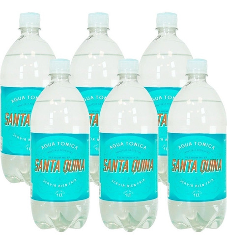 Pack X6 Santa Quina Agua Tonica X1 Litro - Gaseosa Sin Tacc