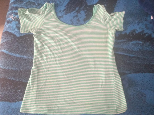 Blusa Verde Y Blanca Rayada, T:ch, Marca Metropolis Company