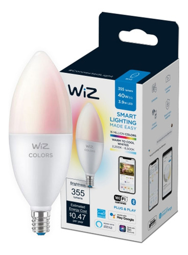 Foco Inteligente WiZ B12 luz cálida a fría y multicolor Wi-Fi