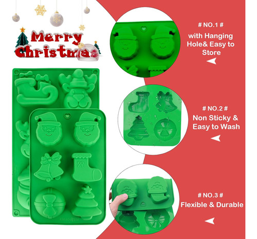 3 Moldes De Silicona Navideños De Lebery, Árbol De Navidad,