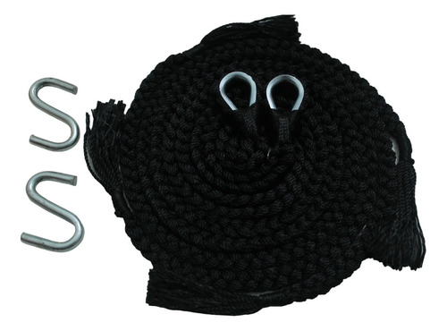Soga Cuerda Para Hamaca Incluye Par De S Metalica Negra Color Negro Color