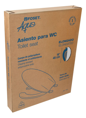 Asiento Alargado Para Wc, Abierto,blanco, Foset 49905