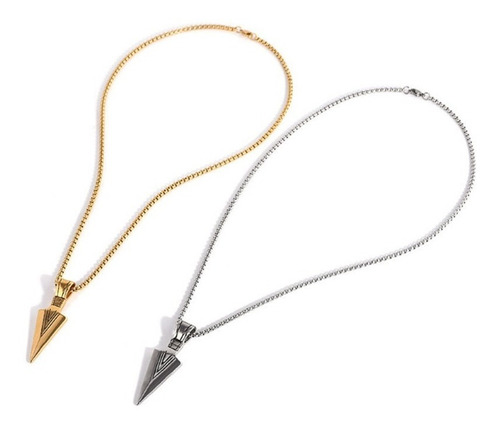 Collar Decorativo Flecha Punta De Arco Unisex Mujer Hombre Color Plateado