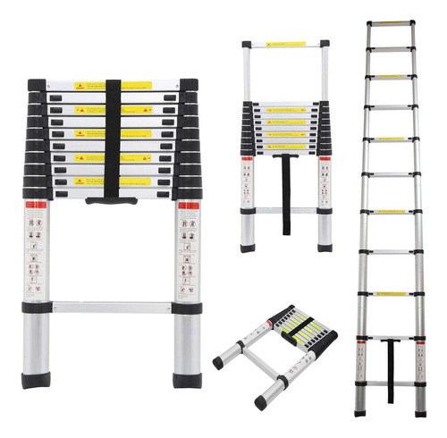 Escalera Telescópica De Aluminio Antideslizantes