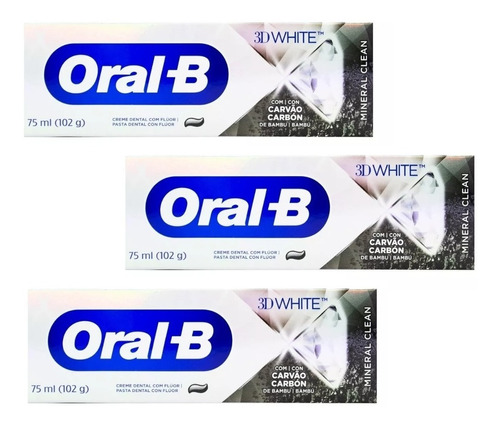 Pasta Dental Oral-b 3d White Mineral Clean 75 ml Pack X3