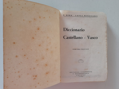 Diccionario Castellano Vasco Bera Mendizabal (Usado)