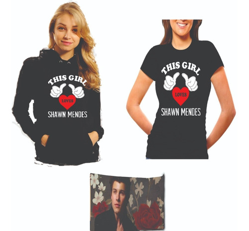 Paquete Sudadera Playera Y Cojin  Shawn Mendes En Negro