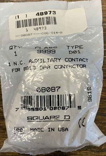 Square D Class 9999 Type D01 Auxiliary Contact For 8910 Ssm