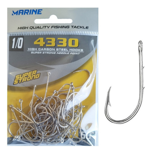 Anzol Marine Sports 4330 Super Strong 1/0 Cartela Com 50un