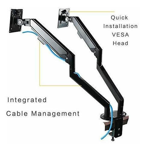 Imagen 3 de 7 de Soporte Para Monitor Dual: Brazo Articulado Con Resorte De