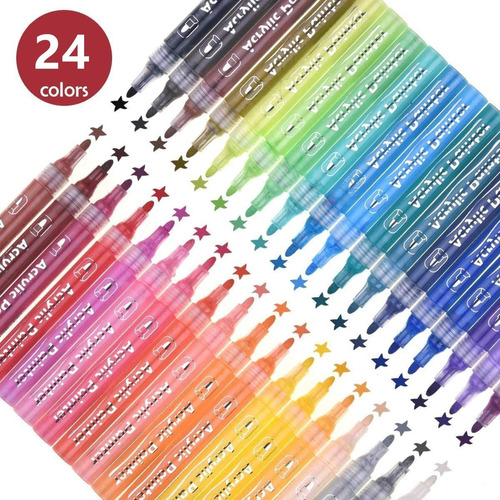 24 Colores Juego Marcadores Pintura Acrílica Agua Permanente