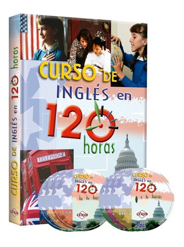 Curso De Inglés En 120 Horas 1tomo + 3 Cd-rom + 3 Dvd