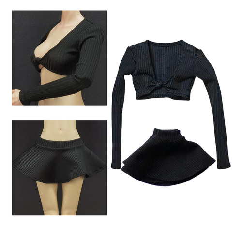 Falda Para Mujer A Escala 1:6, Vestido Informal Retro Negro