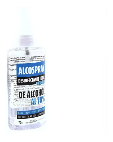 Imagen 2 de 4 de Alcospray 70ml Desinfectante Total En Spray De Alcohol 70%