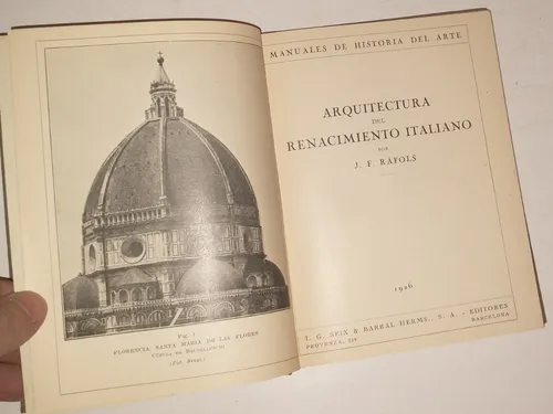 Arquitectura Del Renacimiento Italiano - J. F. Rafols (Usado)