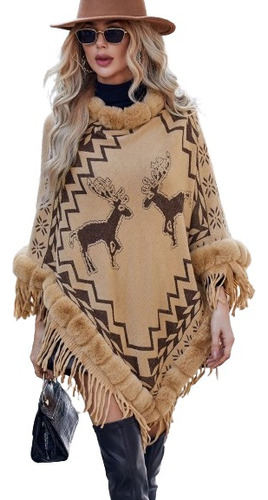 Poncho Tejido Chal De Punto Tapado Mujer Bb 31