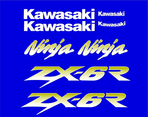 Kit Adesivos Compativeis Kawasaki Ninja Zx-6r 2001 Azul 01az