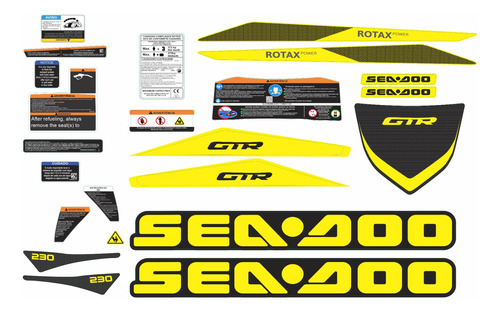Kit Adesivos Jet Ski Sea Doo Gtr 230 Amarelo Acima 2020