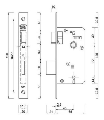 Imagen 2 de 2 de Cerradura Kallay 503 Nueva!! Frte Acero Inox Ref Puerta Full