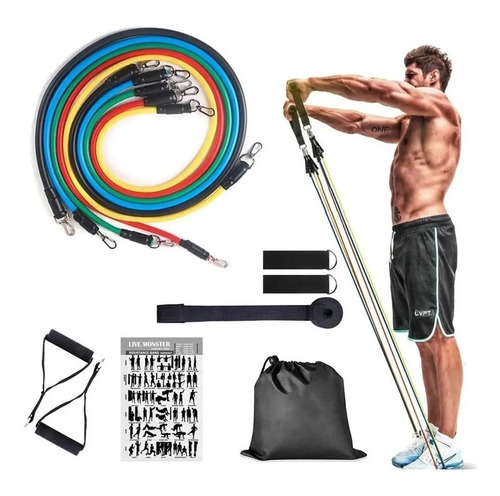 Kit Elástico Extensor Musculação Casa Funcional Fitness 