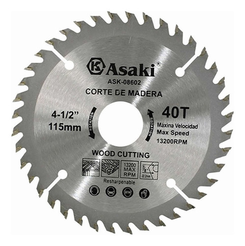 Disco Para Cortar Madera Asaki Ask-08602 115mm Mf Shop