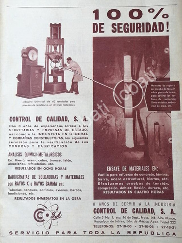 Cartel Vintage Empresa Control De Calidad S.a 1965 /520 Raro