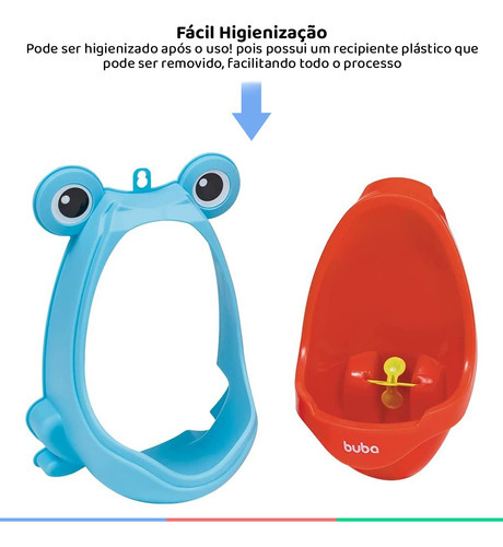 Mictório Infantil Com Alvo Giratório Sapinho Azul Buba