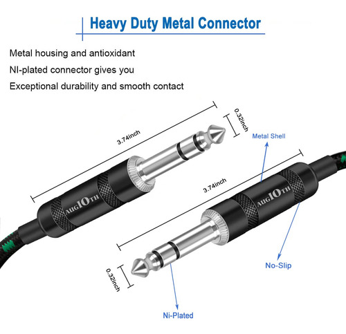 Augioth 1/4 Trs Cable 3ft 2pack, Balance 6.35mm Trs Plug,...