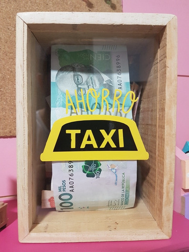 Alcancia Pequeña En Madera Con Vidrio Y Diseño En Vinilo