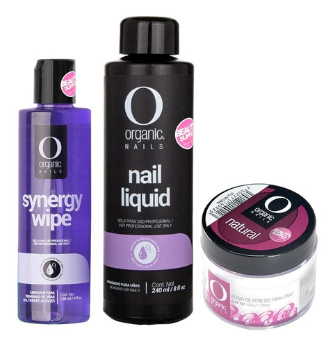 Set Para Uñas Acrilicas Organic Nails Y Synergy 120ml.