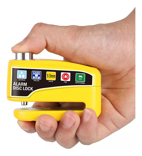 Cyrene Alarma Motocicle Bloqueo Impermeable Freno Disco De Candado Amarillo